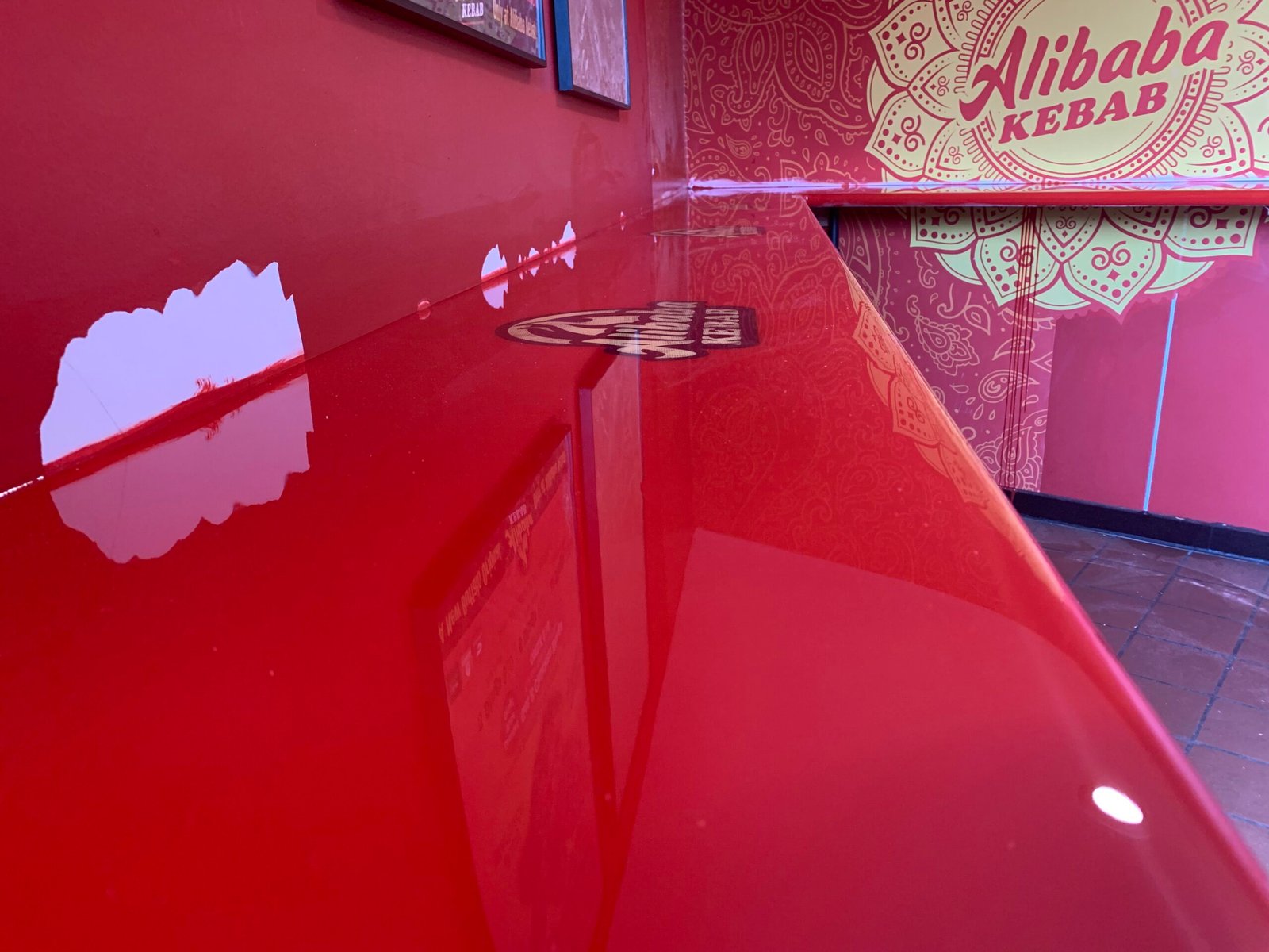 Red Metallic Epoxy Counter